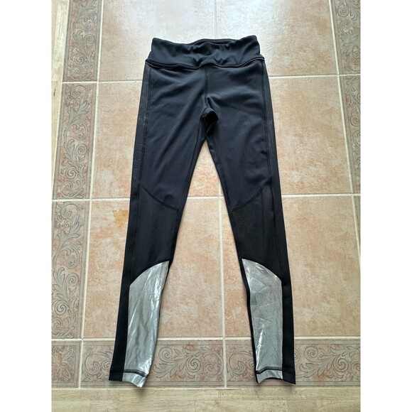 Worn twice ! ALALA  legging black‎ with brushstrokes and silver Size XS - Picture 1 of 9